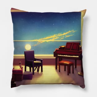 Classic Piano Under the Bright Sky Pianist Life in the Galaxy Space Pillow