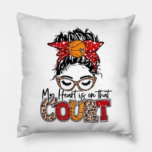 My Heart Is On That Court Basketball Leopard, Basketball Mom Pillow