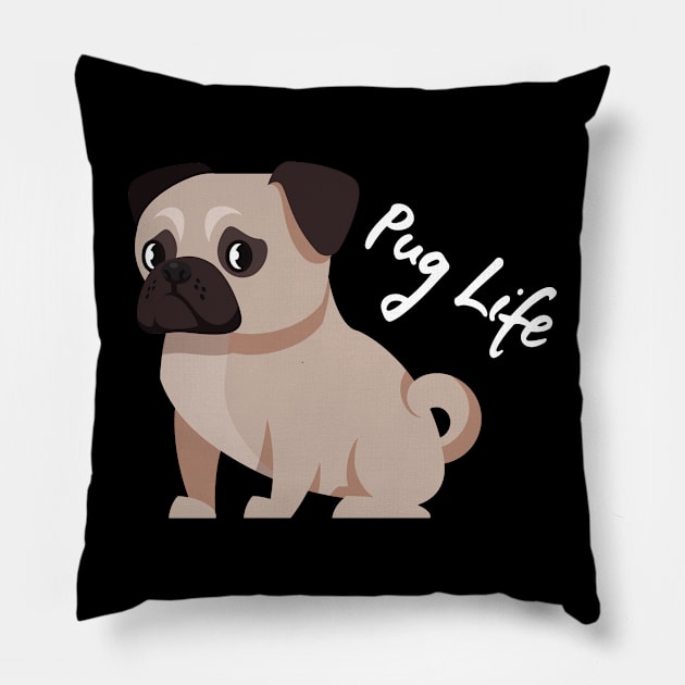 Wrinkled Royalty Pug Life, Trendsetting Tee for Dog Lovers Pillow by Merle Huisman