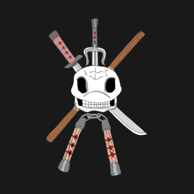 Turtle Skull with Ninja Weapons by Joseph Baker