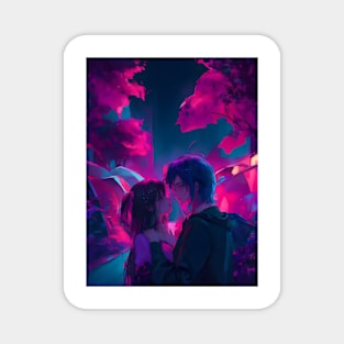 Anime couple in moon night valentine's day aesthetic Magnet