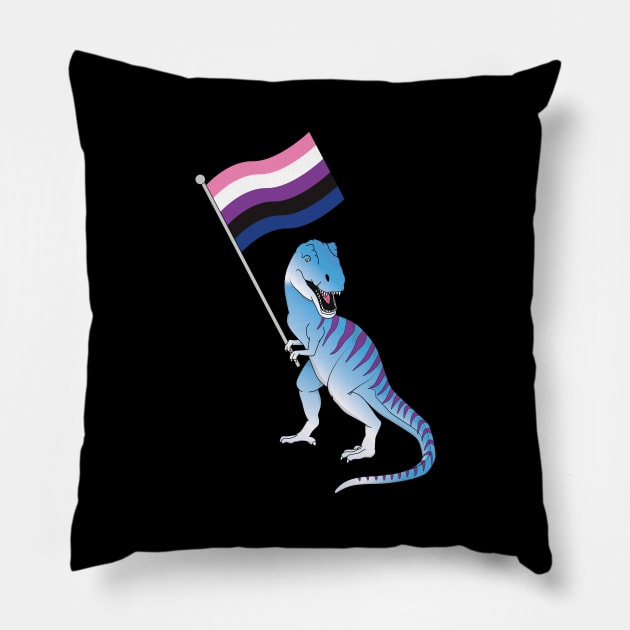 Genderfluid Flag Dinosaur LGBTQIA Pan Pride LGBT Nonbinary Decal Pillow by Shirtsurf