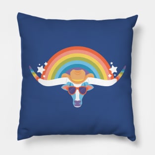 Rainbow Longhorn Pillow