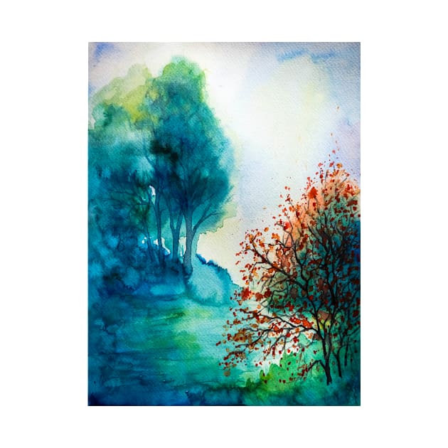 Watercolor autumn landscape 1 by redwitchart