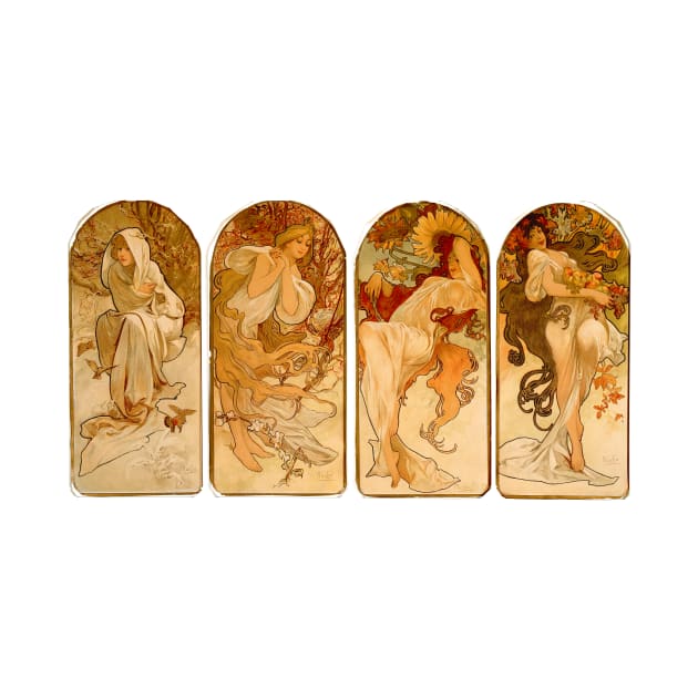 Four Women Four Seasons 1897 Alphonse Marie Mucha by rocketshipretro