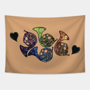 French Horn Love Tapestry