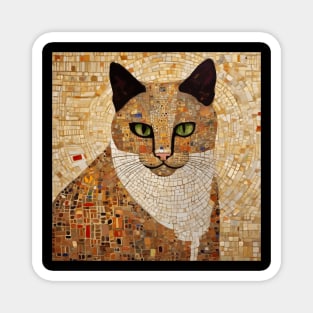 Fashionista Klimt Cat with White Scarf Magnet