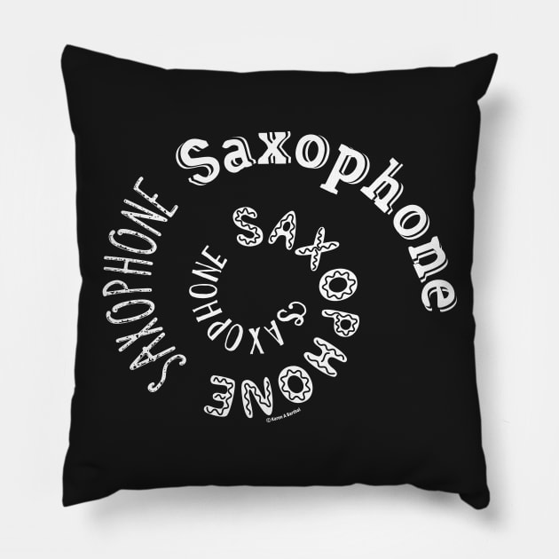 Saxophone Spiral Text Pillow by Barthol Graphics