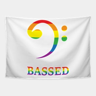 Bass clef for the based in Rainbow colours : Bassed clef LGBTQ Tapestry