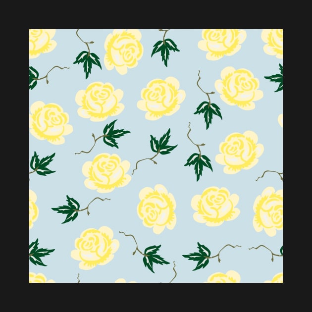 Yellow & Blue Floral Pattern by FloralPatterns