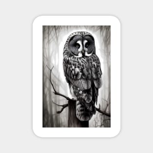 Great Gray Owl Painting Magnet