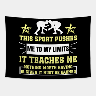 It Must Be Earned Wrestling Short Sleeve Tapestry