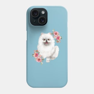 Cute White Pomeranian Puppy Dog Watercolor Art Phone Case