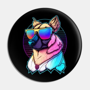 cute dog with sunglasses retro wave illustration Pin