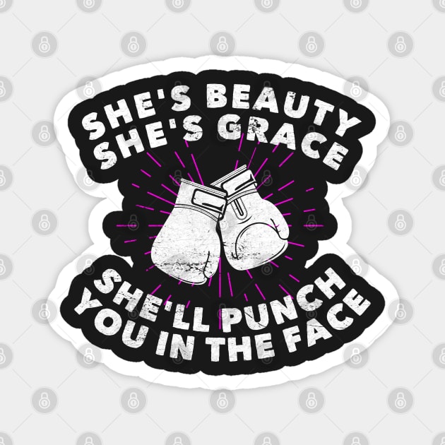 Girls Boxing She's Beauty Grace Distressed Female Boxer Magnet by markz66