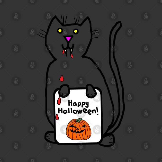 Small Vampire Cat with Halloween Horror Card by ellenhenryart