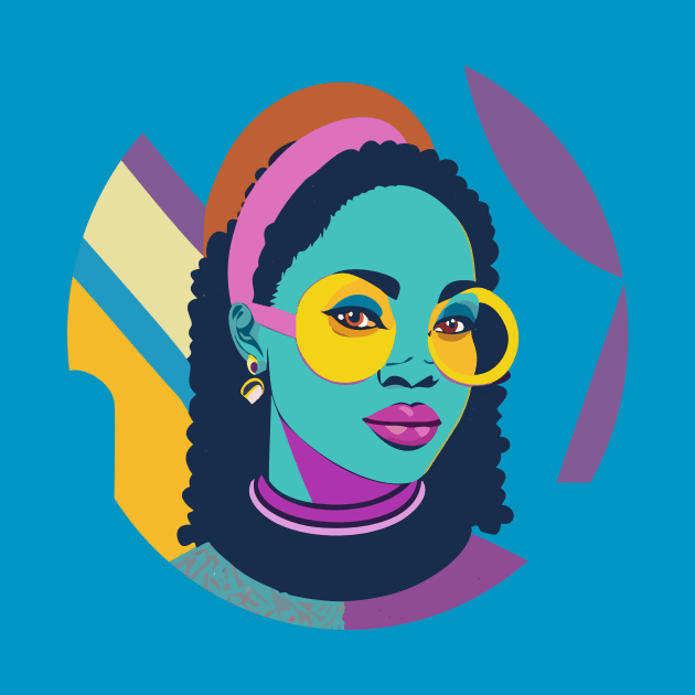 80s popart black girl, vibrant colors, face only by goingplaces