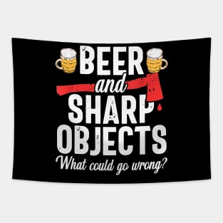 Axe Throwing Dad Funny Beer Hatchet Lumberjack Hobby Gift Tapestry