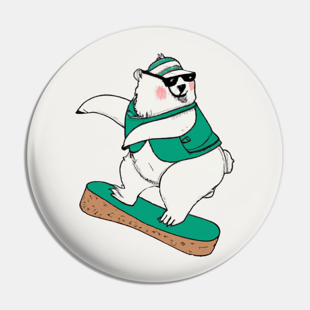 Cool Snowboard Bear for Ski Lover Mountain Skier Pin by Quote'x