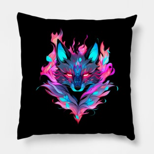 Fire fox, pink and blue Pillow