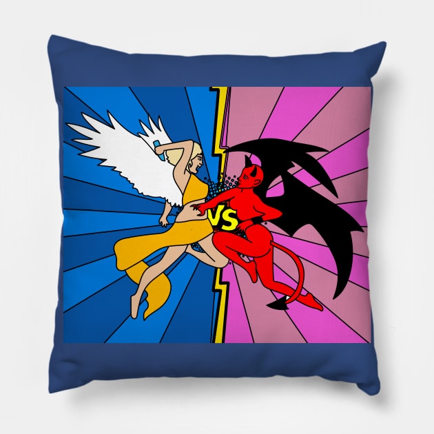 Fight Angel Devil Good Against Evil Pillow by flofin