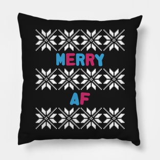 Merry AF - Pink Blue White Pillow