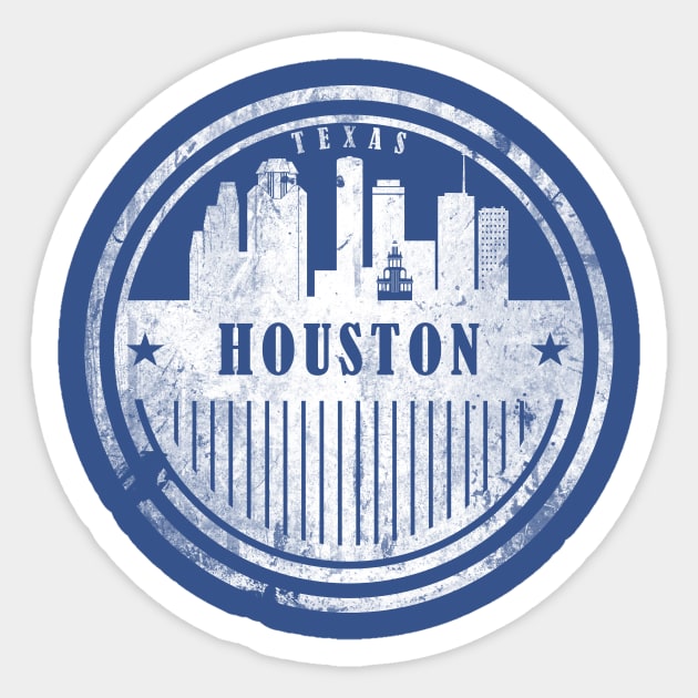 Houston Texas Skyline American Flag' Sticker