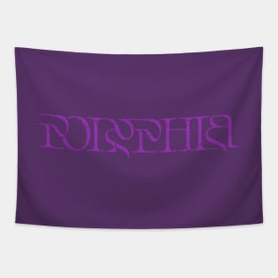 Vintage look Polyphia Distressed Text Purple Tapestry