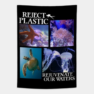 Reject Plastic Rejuvenate Our Waters - Environmental Awareness (Save The Fish) Tapestry