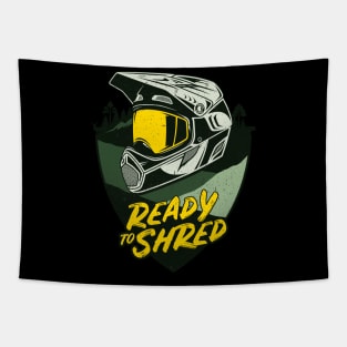 MTB Downhill Mountain Biker Ready To Shred Helmet Tapestry