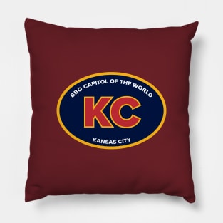 Kansas City Missouri KC BBQ Capital Blue Oval Pillow