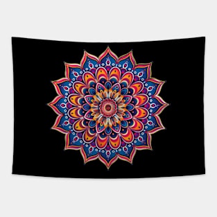 Mandala Pretty Mandala Blue Orange Yellow Meditate Inspiration Yoga Crystals Tapestry