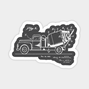 Vintage Concrete Truck Patent Image 1952 Magnet