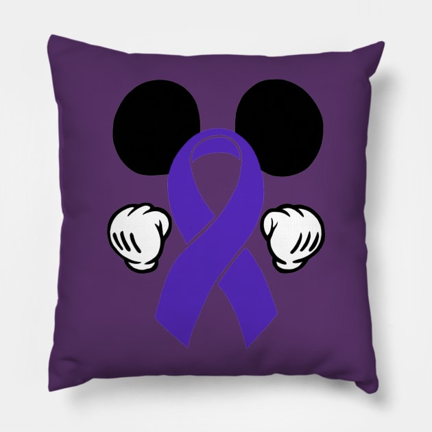 Mouse Ears Awareness ribbon (Purple) Pillow by CaitlynConnor