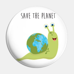 Save the Planet - Happy Earth Day - Snail and his Earth House Pin