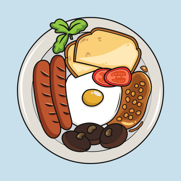 English breakfast cartoon illustration by Miss Cartoon