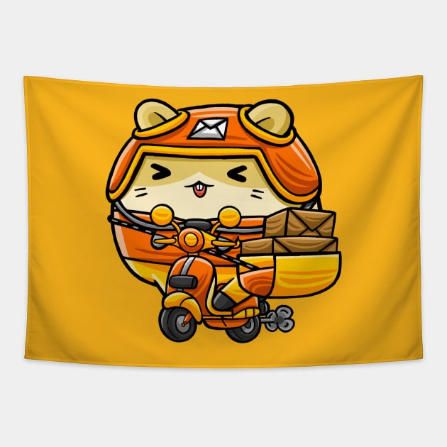 Cute Hamster Courier Tapestry by MEDZ