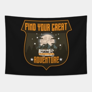 Find your great adventure, Camping RV outside vintage, great outdoors Tapestry