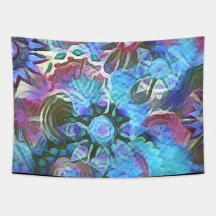 Blue floral pattern Tapestry