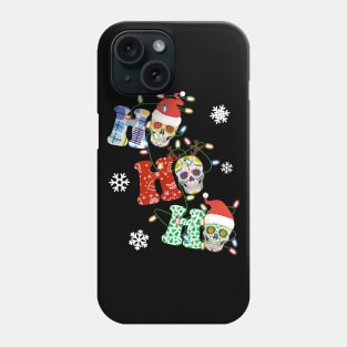 Ho Ho Ho Sugar Skull Christmas Lights Funny Phone Case