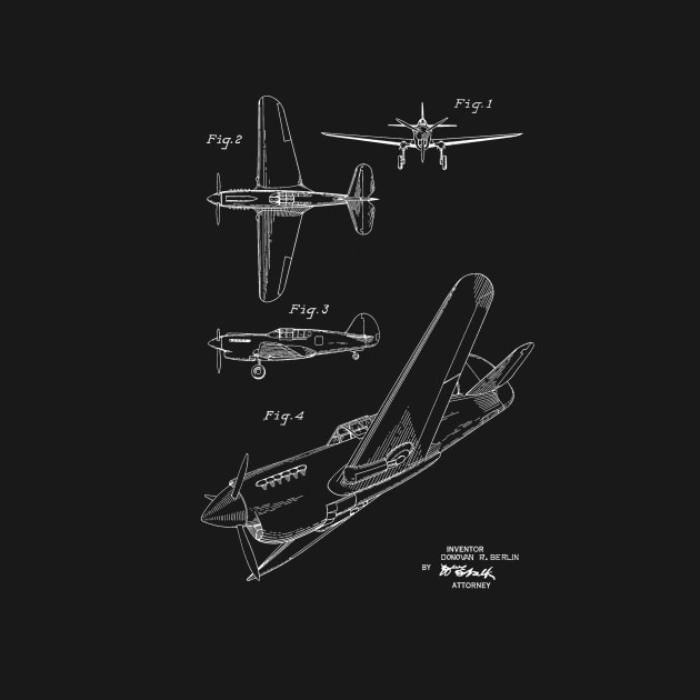 Airplane Vintage Patent Hand Drawing by TheYoungDesigns