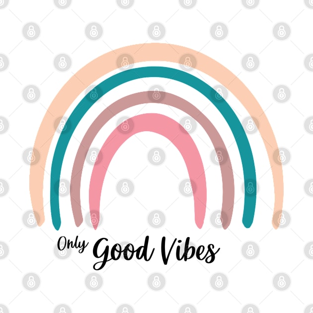 Only good vibes. Rainbow gift boho t-shirt by Lobster Pixels