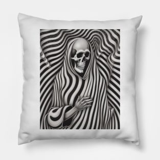 Op Art Reaper Death Mortality Optical Illusion Grim Reaper Pillow