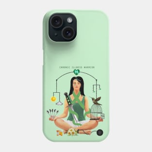 The Chronic Illness Warrior (Green/Text Version) Phone Case