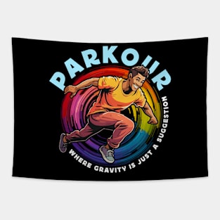 Parkour Where Gravity Is Freerunning Parkour Lover Tapestry