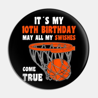 10 Year Old Happy 10th Birthday Basketball 10th Birthday Pin