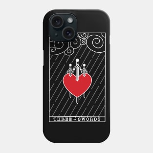 Three of swords tarot card minimalistic design dark version Phone Case