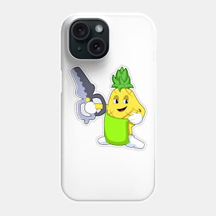 Pineapple as Hairdresser with Scissors & Razor Phone Case