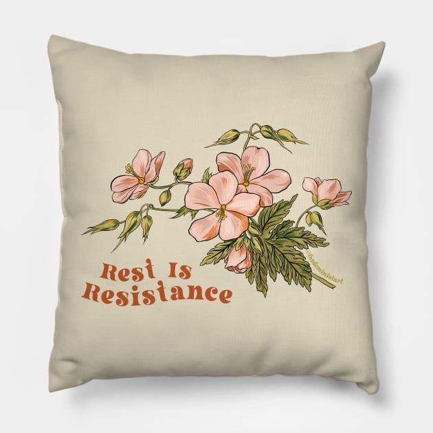 Rest Is Resistance Pillow by FabulouslyFeminist
