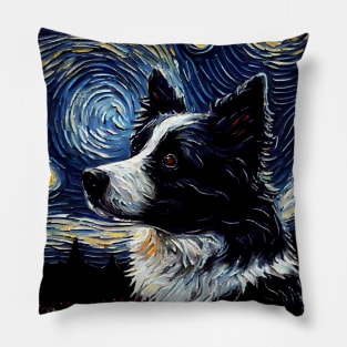 Border Collie Dog Starry Night Design Pillow